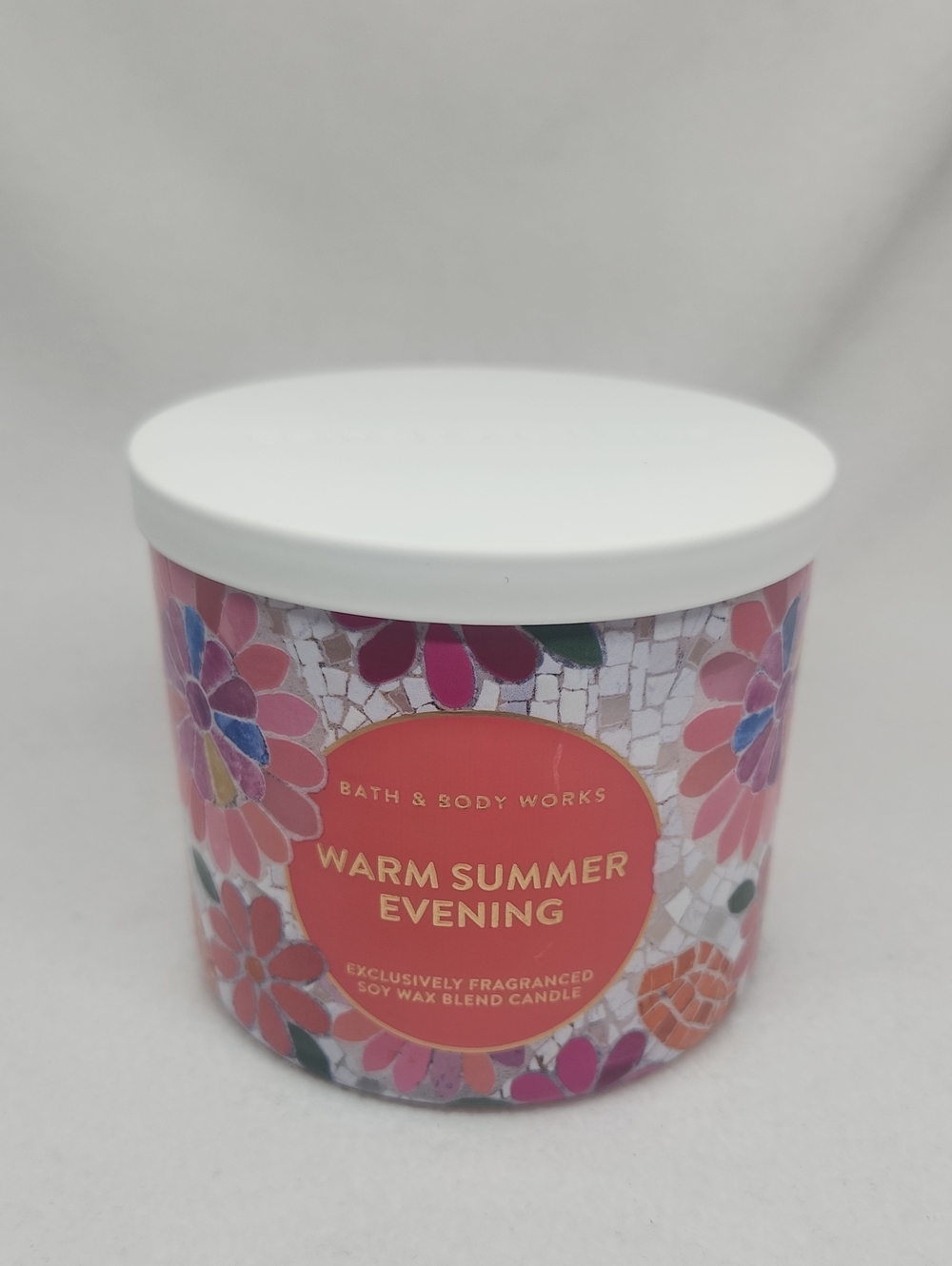 Bath & Body Works Warm Summer Evening Candle - Pink, Coral, Purple Floral Jar - Picture 1 of 5
